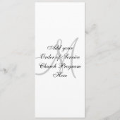 Weddenschap Church Programma Monogram Black & Whit Programmakaart (Achterkant)