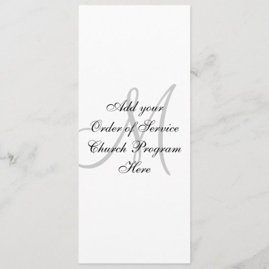 Weddenschap Church Programma Monogram Black & Whit Programmakaart (Achterkant)