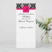 Weddenschap Church Programma Monogram Damask Hot P Programmakaart (Staand voorkant)