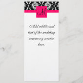 Weddenschap Church Programma Monogram Damask Hot P Programmakaart (Achterkant)