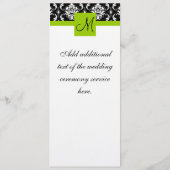 Weddenschap Church Programme Monogram Damask Green Programmakaart (Achterkant)