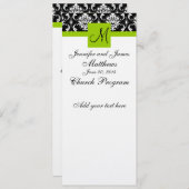 Weddenschap Church Programme Monogram Damask Green Programmakaart (Voorkant / Achterkant)