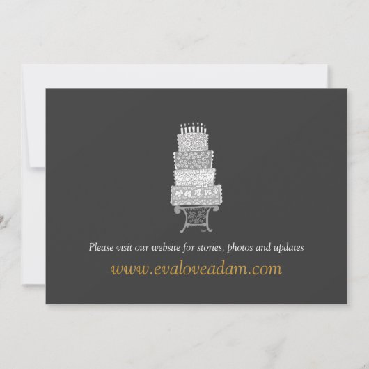 Weddenschap Classic Black Cake Invitation Kaart (Achterkant)