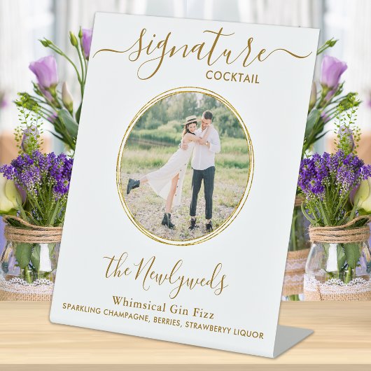 Weddenschap Cocktail Gold Aangepaste foto-balk Reclamebord Met Voetstuk