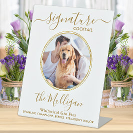 Weddenschap Cocktail Gold Custom Pet Photo Reclamebord Met Voetstuk