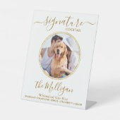 Weddenschap Cocktail Gold Custom Pet Photo Reclamebord Met Voetstuk (Voorkant)