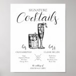 Weddenschap Cocktails Sign Poster<br><div class="desc">Dit teken van de Cocktails van de Handtekening van de Weddenschap kenmerkt een Glas van de Raketjes en de fluitvorm van de Champagne Vertoning de handtekening drink van uw speciale dag met dit teken.</div>