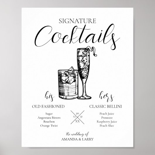 Weddenschap Cocktails Sign Poster (Voorkant)