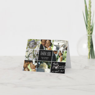 Weddenschap collage Hartelijk dank - Zwarte Bedankkaart