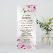 Weddenschap Colorful Pink Floral Golden Lijst Menu (Staand voorkant)