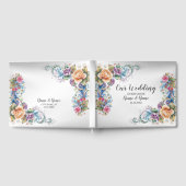 Weddenschap Colorful Pink Flowers Elegant Modern Gastenboek (Volledig)