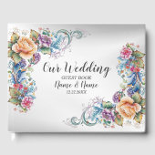 Weddenschap Colorful Pink Flowers Elegant Modern Gastenboek (Voorkant)