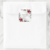 Weddenschap Colorful Red Floral Silver Elegant Vierkante Sticker (Tas)