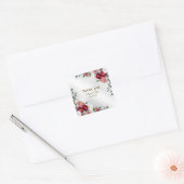 Weddenschap Colorful Red Floral Silver Elegant Vierkante Sticker (Envelop)