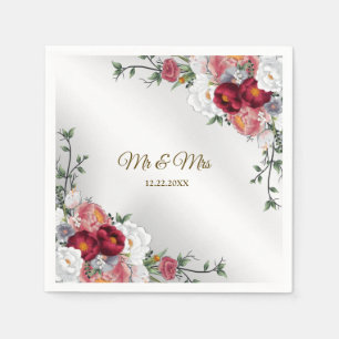 Weddenschap Colorful Red White Floral Servet