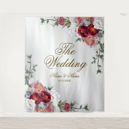 Weddenschap Colorful Red White Floral Wandkleed