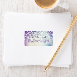 Weddenschap Confetti Paarse Aqua Blue Stars Etiket