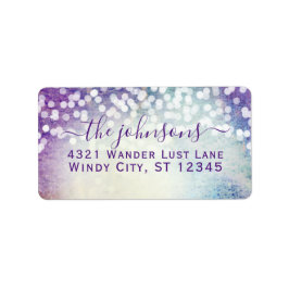 Weddenschap Confetti Paarse Aqua Blue Stars Etiket