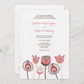 Weddenschap Coral Chocolate Ivory Funky Flowers Kaart (Voorkant / Achterkant)