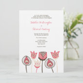 Weddenschap Coral Chocolate Ivory Funky Flowers Kaart (Staand voorkant)