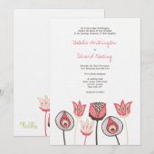 Weddenschap Coral Chocolate Ivory Funky Flowers Kaart (Voorkant / Achterkant)