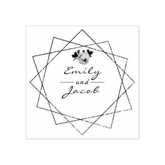 Weddenschap Couple noemt Floral Geometric Art Rubberstempel (Afrduk)