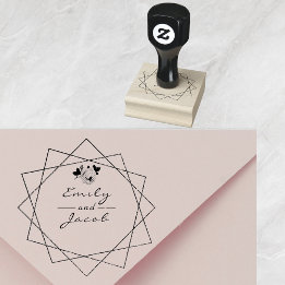 Weddenschap Couple noemt Floral Geometric Art Rubberstempel