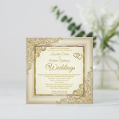 Weddenschap  Cream Beige Gold Heart Pearl Foto Kaart (Staand voorkant)