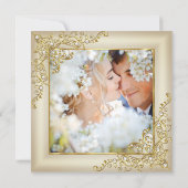 Weddenschap  Cream Beige Gold Heart Pearl Foto Kaart (Achterkant)