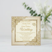 Weddenschap  Cream Beige Gold Heart Pearl Foto Kaart (Staand voorkant)