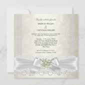 Weddenschap Cream White Pearl Lace Damask Diamond Kaart (Achterkant)