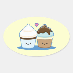 Weddenschap Cupcakes Ovale Sticker