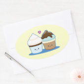 Weddenschap Cupcakes Ovale Sticker (Envelop)