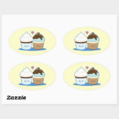 Weddenschap Cupcakes Ovale Sticker (Vel)