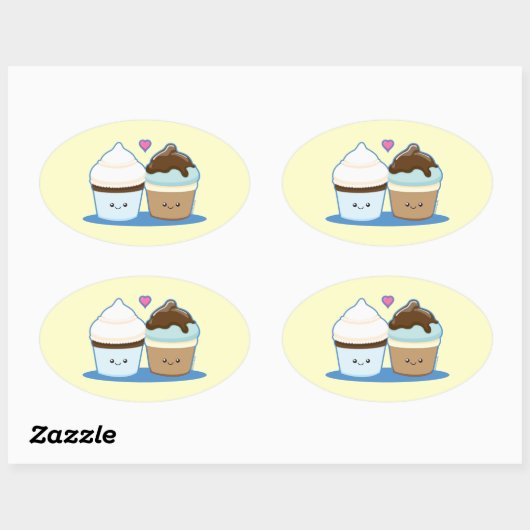Weddenschap Cupcakes Ovale Sticker (Vel)