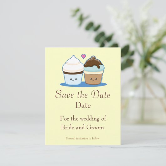 Weddenschap Cupcakes Save The Date (Staand voorkant)