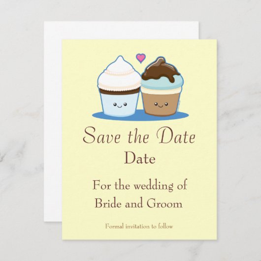 Weddenschap Cupcakes Save The Date (Voorkant / Achterkant)
