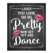 Weddenschap dames badkamer teken grappig krijkbord foto afdruk (Voorkant)