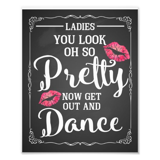 Weddenschap dames badkamer teken grappig krijkbord foto afdruk (Voorkant)