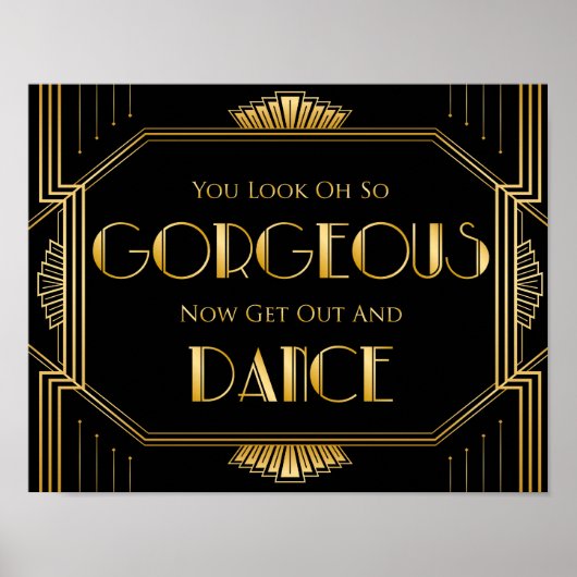 Weddenschap Dance Floor Sign | Gatsby Art Deco Poster (Voorkant)