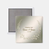 Weddenschap Dank je gulden Floral Leaves Magneet (Voorkant / Achterkant)