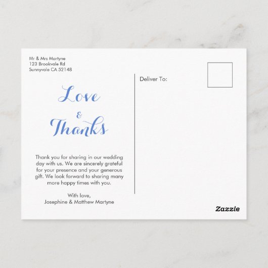 Weddenschap Dank je Hydrangea Blue Waterverf Flora Briefkaart (Achterkant)