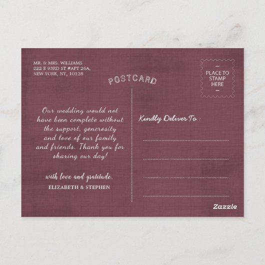 Weddenschap Dank je Hydrangea String Lights Burgun Briefkaart (Achterkant)