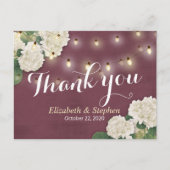 Weddenschap Dank je Hydrangea String Lights Burgun Briefkaart (Voorkant)