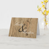 Weddenschap Dank je Natural Woodgrain Foto Rustic Kaart (Gele Bloem)