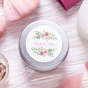 Weddenschap Dank je roze Floral grote Waterverf Ronde Sticker