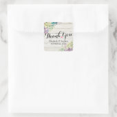 Weddenschap Dank je Waterverf Succulent Rustic Woo Vierkante Sticker (Tas)