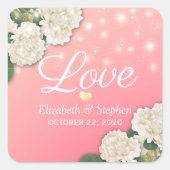 Weddenschap Dank u Hydrangea Flowers String Lights Vierkante Sticker (Voorkant)