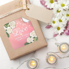 Weddenschap Dank u Hydrangea Flowers String Lights Vierkante Sticker