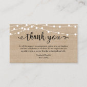 Weddenschap Dank u, Rustic String Lights Wood Informatiekaartje (Voorkant)